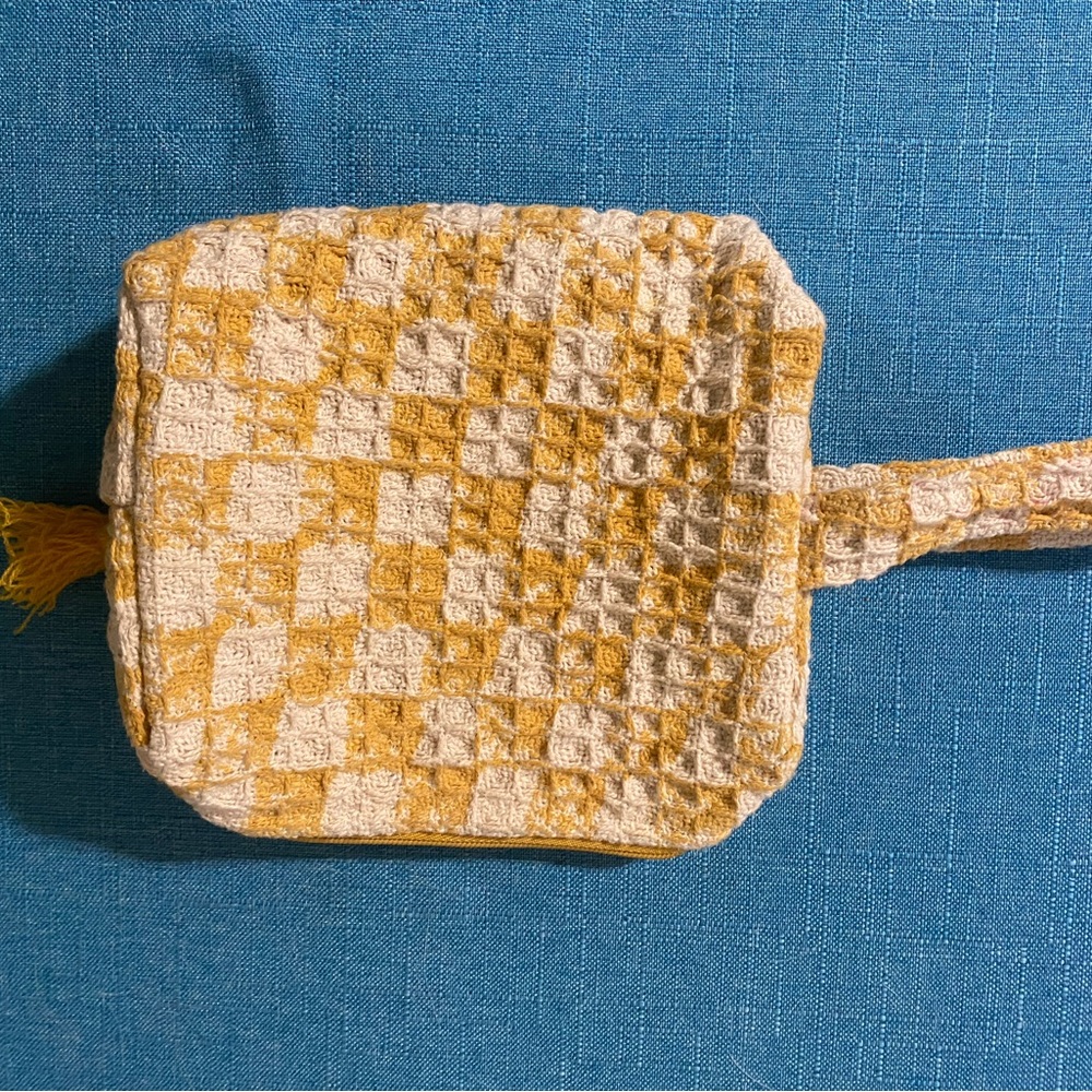 Yellow and White Checkered Pouch